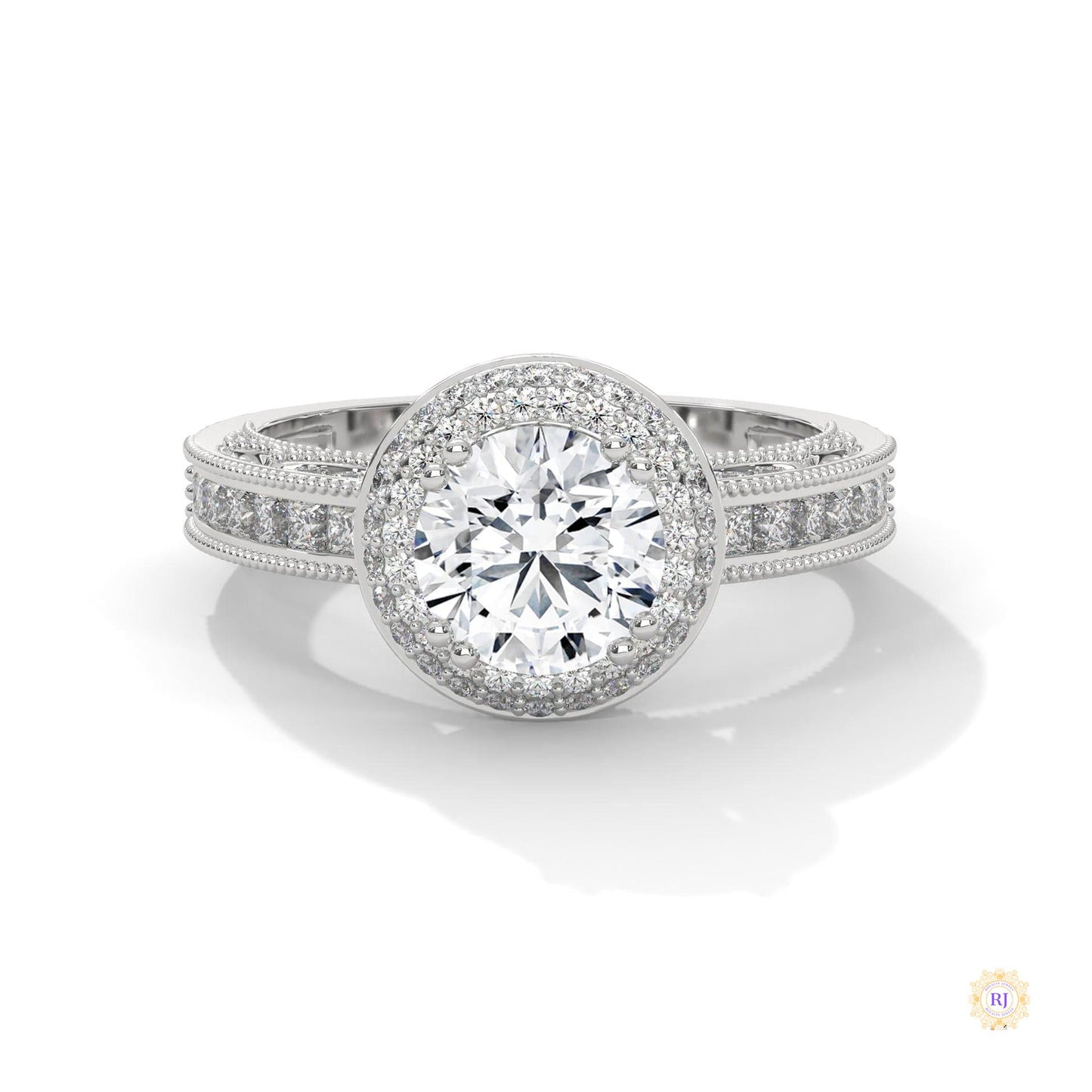 1.70 Ct. Round Halo Lab Diamond Engagement Ring