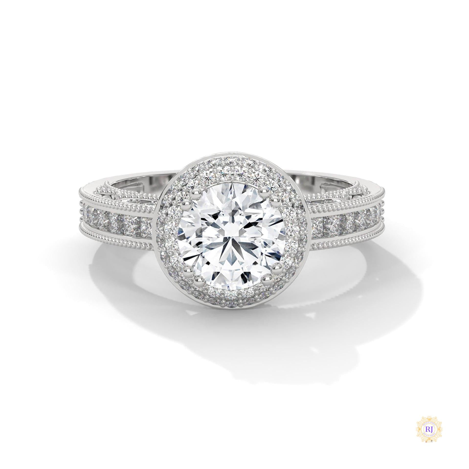 1.70 Ct. Round Halo Lab Diamond Engagement Ring