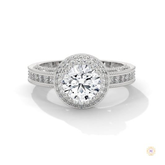 1.70 Ct. Round Halo Lab Diamond Engagement Ring