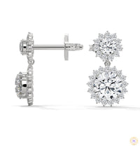 1.75 CT. Double Halo Diamond Drop Earrings