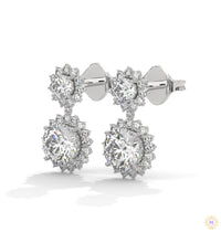 1.75 CT. Double Halo Diamond Drop Earrings