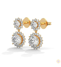 1.75 CT. Double Halo Diamond Drop Earrings