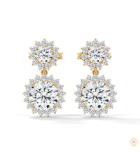 1.75 CT. Double Halo Diamond Drop Earrings
