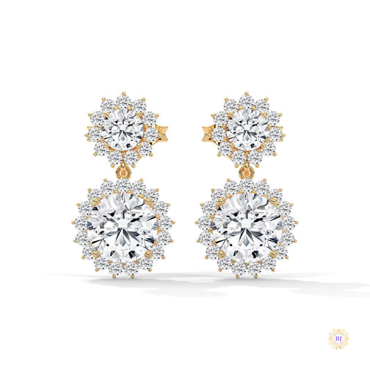 1.75 CT. Double Halo Diamond Drop Earrings