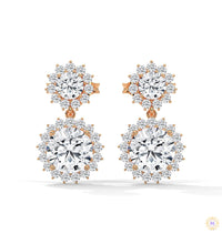 1.75 CT. Double Halo Diamond Drop Earrings
