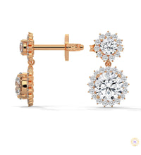 1.75 CT. Double Halo Diamond Drop Earrings