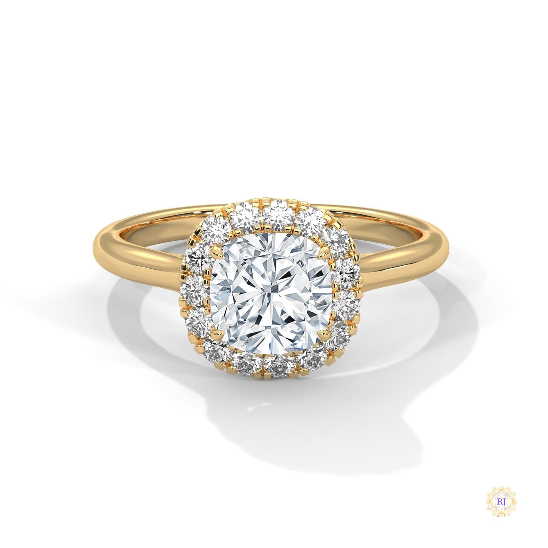 1.80 Ct. Cushion Halo Lab Diamond Engagement Ring