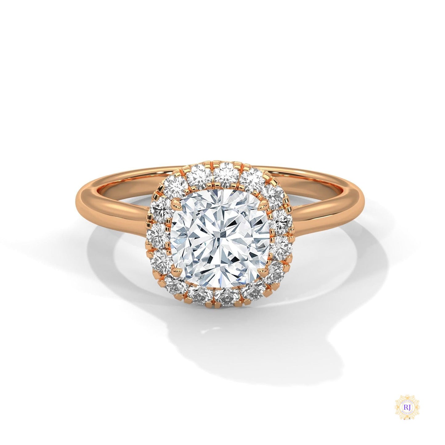 1.80 Ct. Cushion Halo Lab Diamond Engagement Ring