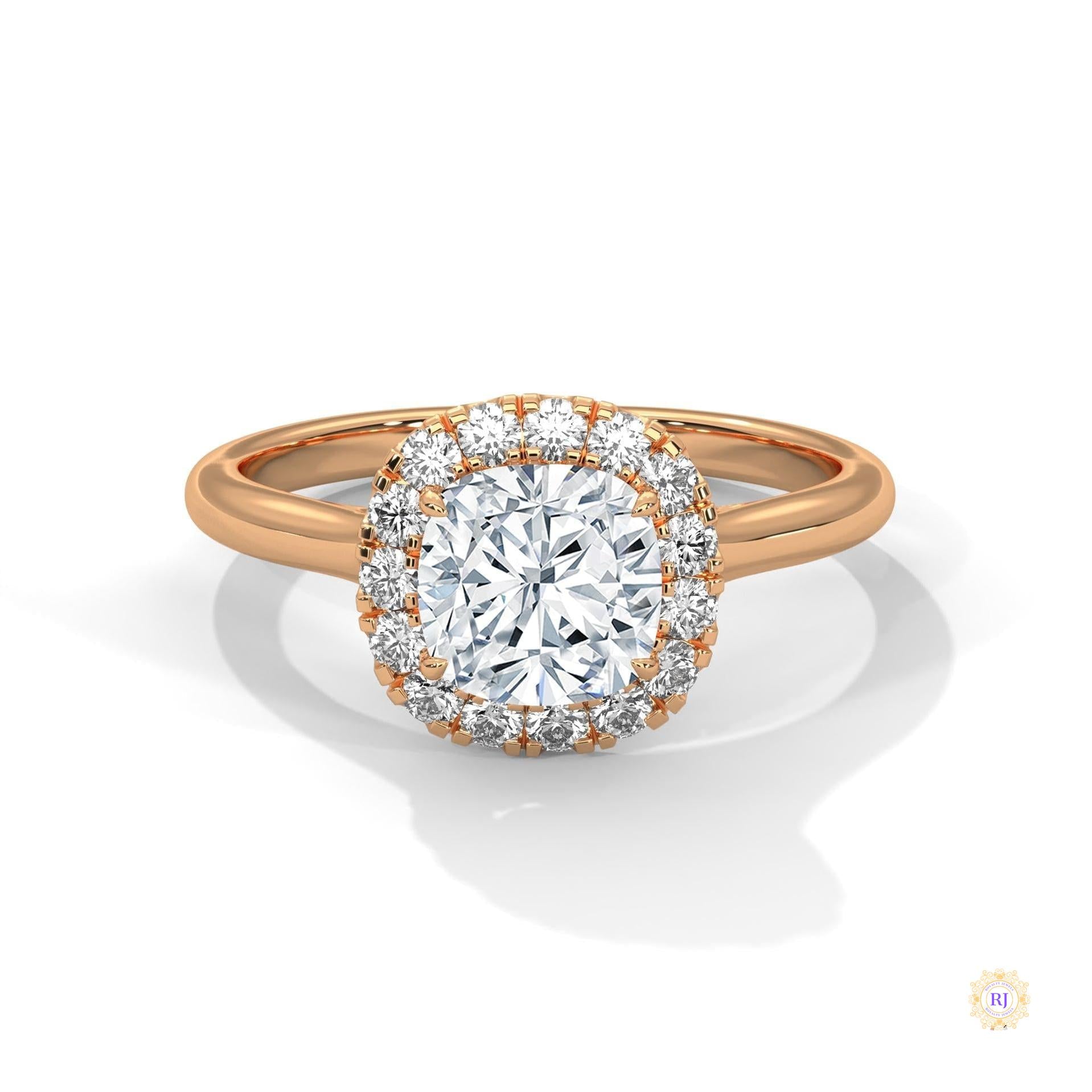 1.80 Ct. Cushion Halo Lab Diamond Engagement Ring