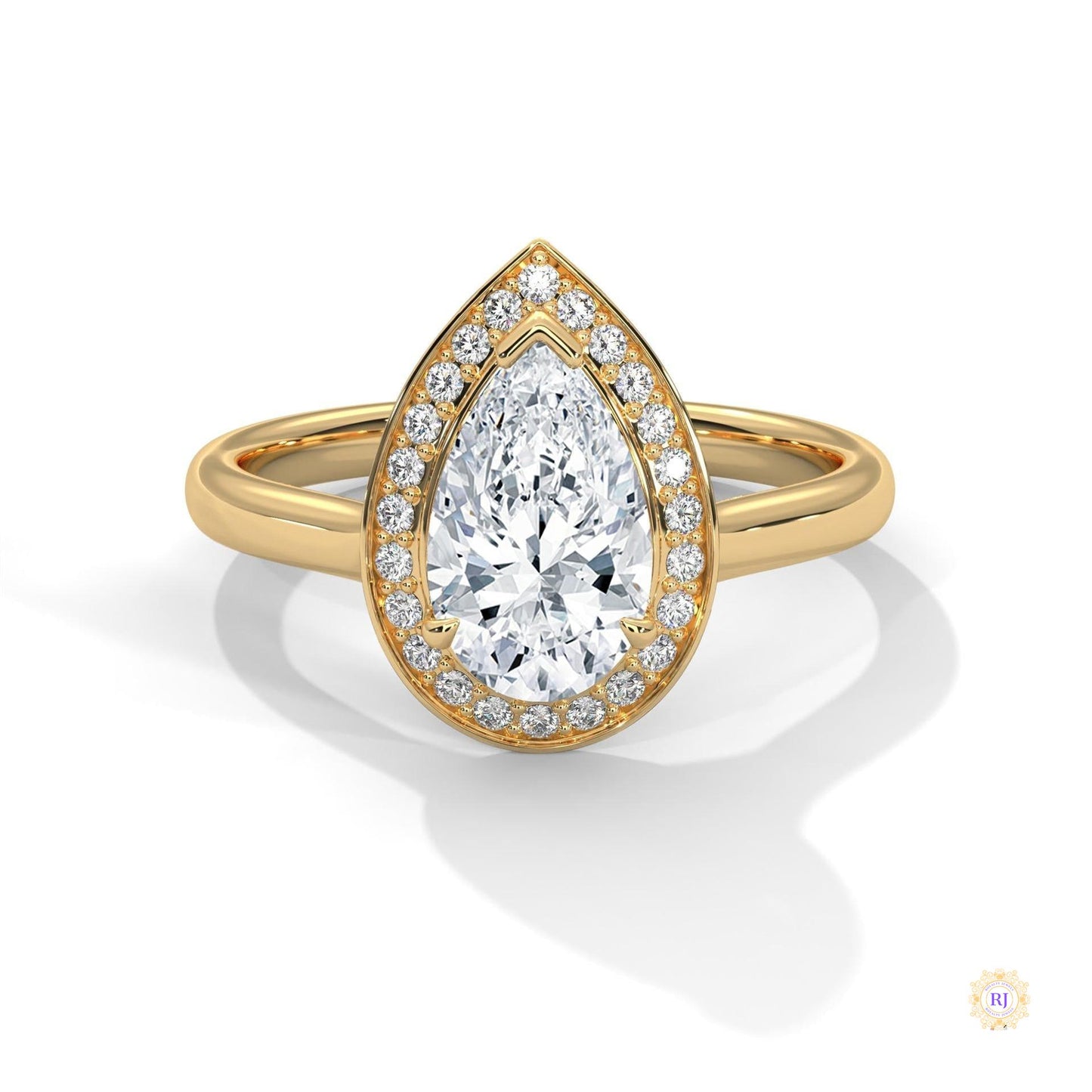 1.85 Ct. Pear Halo Diamond Engagement Ring