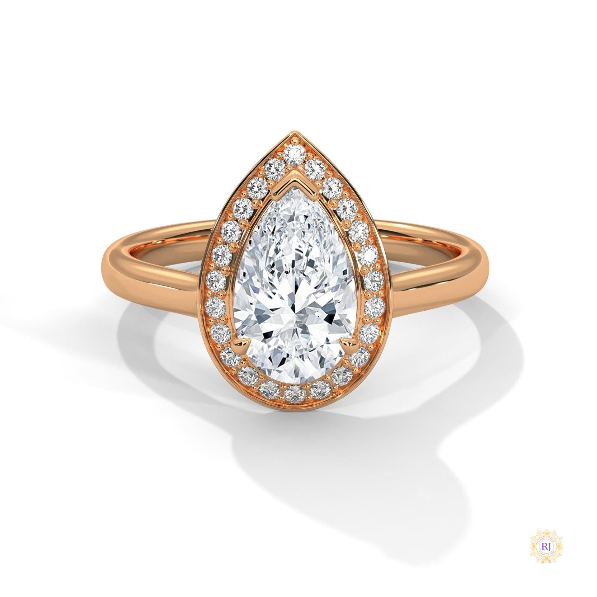 1.85 Ct. Pear Halo Diamond Engagement Ring