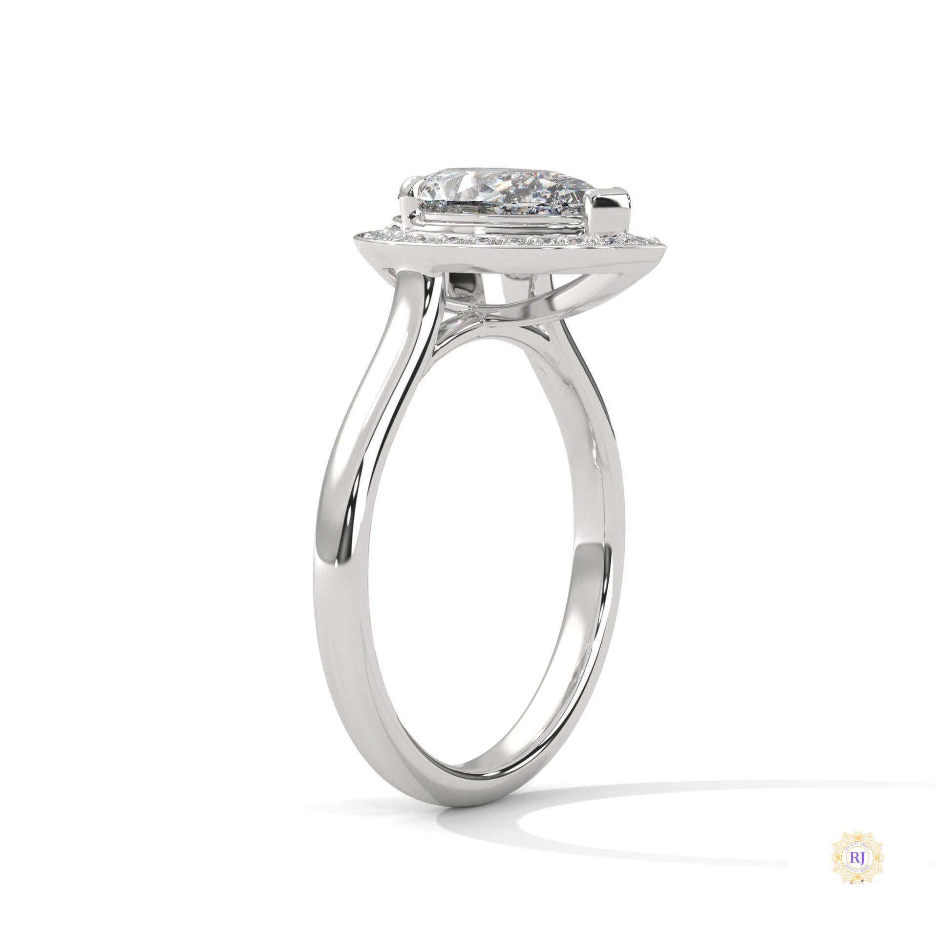 1.85 Ct. Pear Halo Diamond Engagement Ring