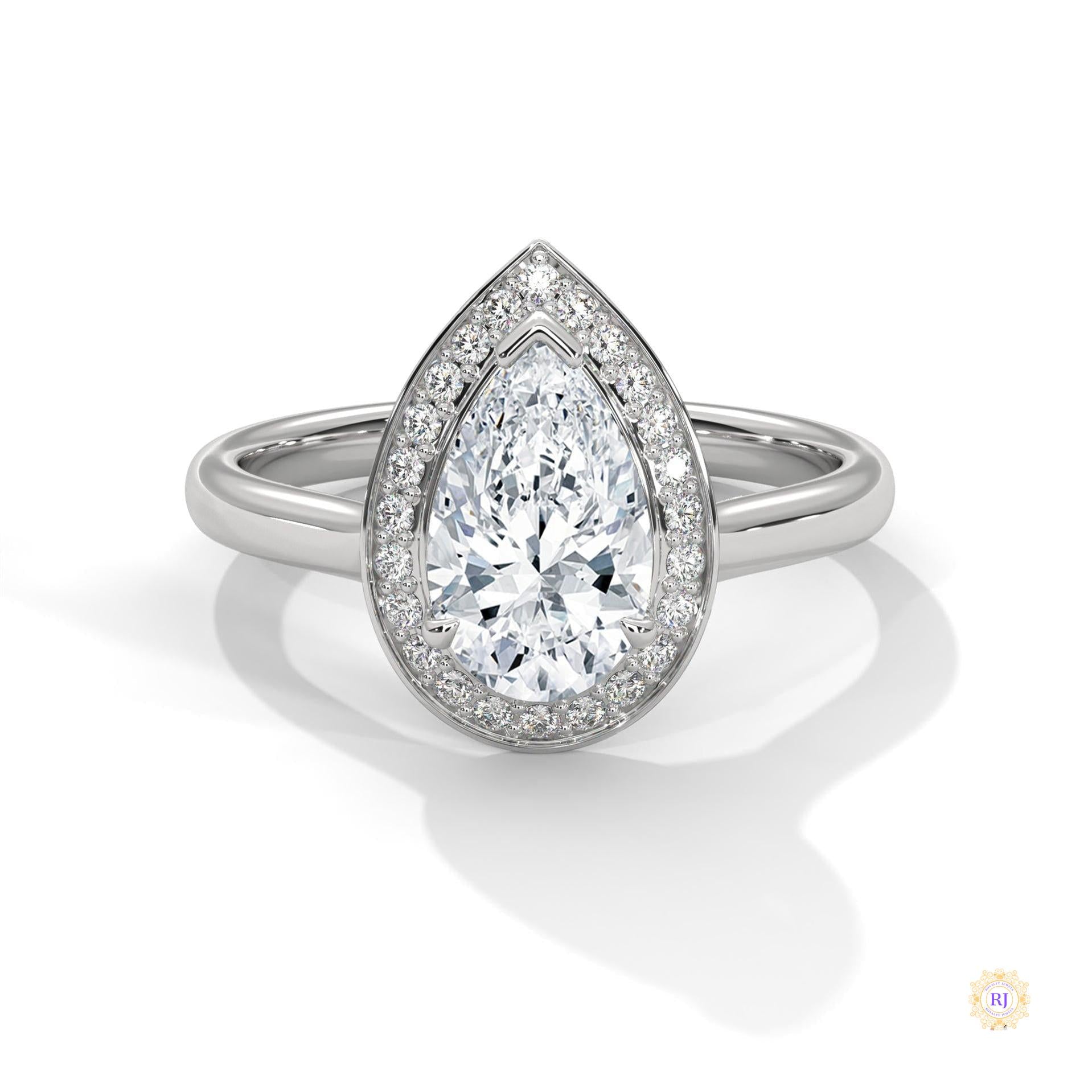 1.85 Ct. Pear Halo Diamond Engagement Ring