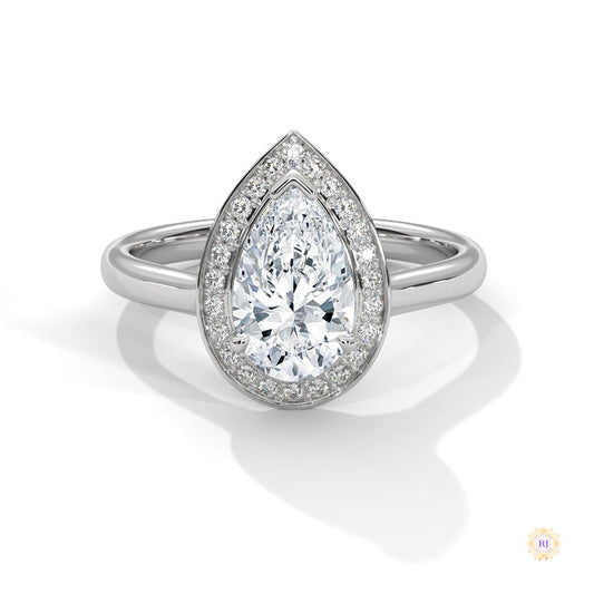 1.85 Ct. Pear Halo Diamond Engagement Ring