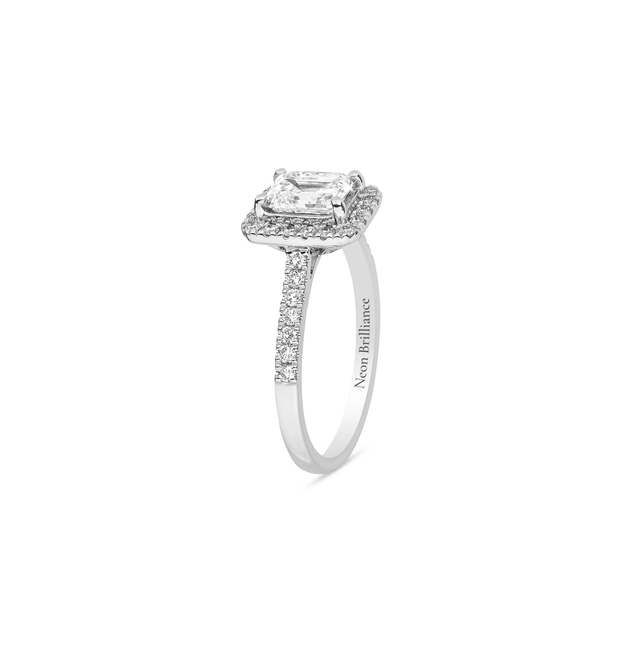 14K White Gold Emerald-Cut Lab Diamond Halo Ring – Luxury Jewelry