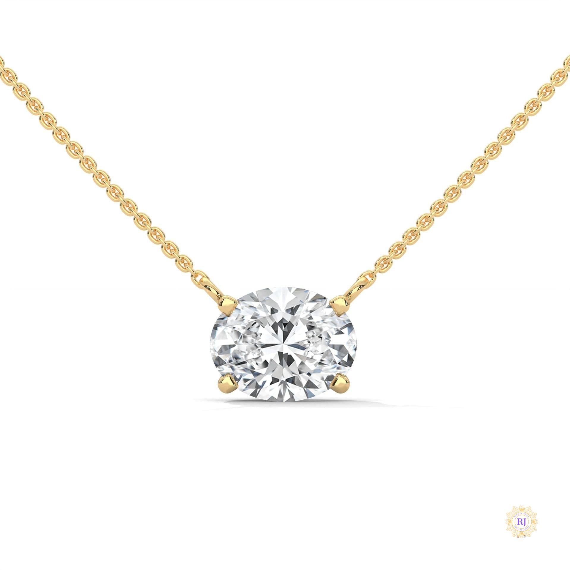 2 CT. Floating Oval Lab Diamond Pendant