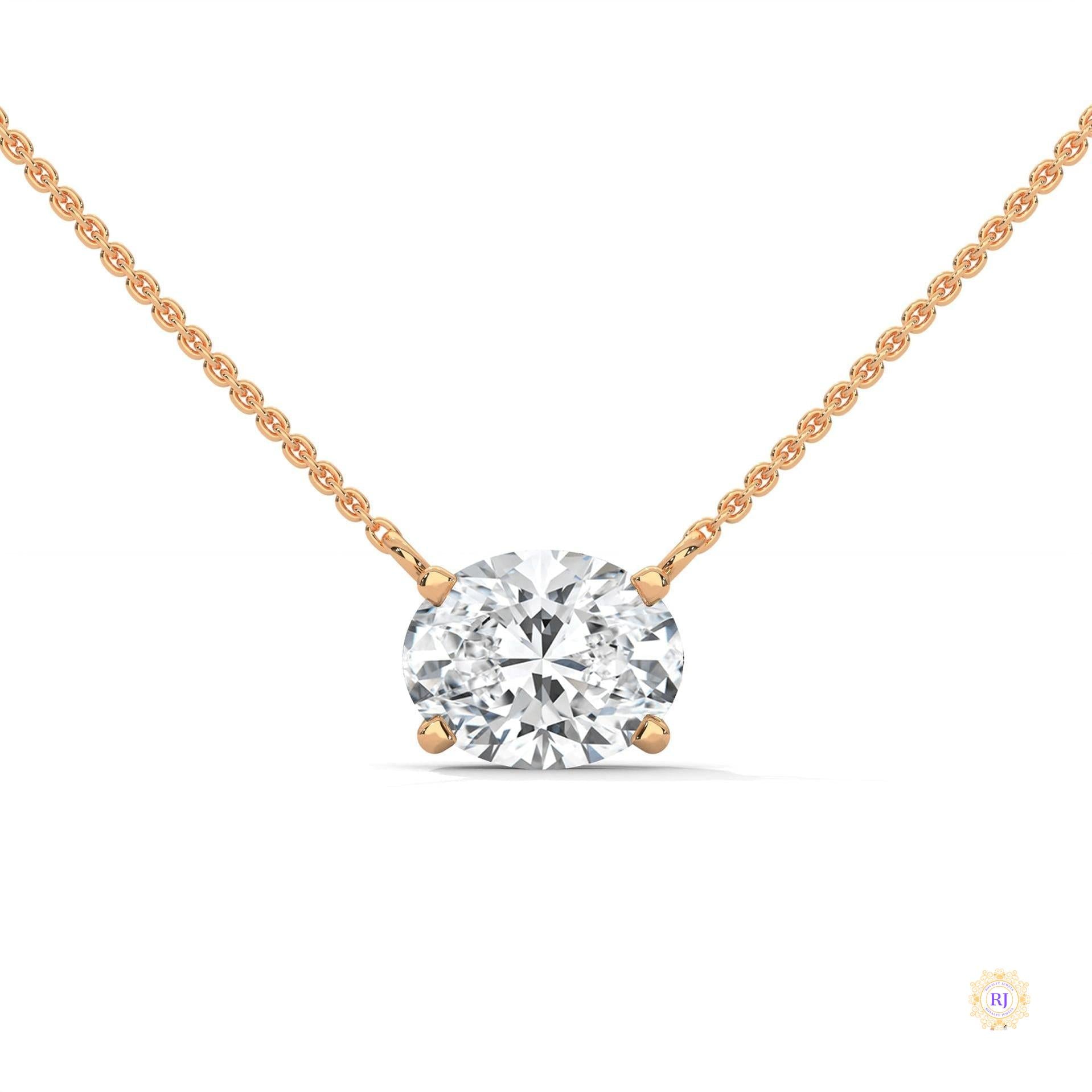 2 CT. Floating Oval Lab Diamond Pendant