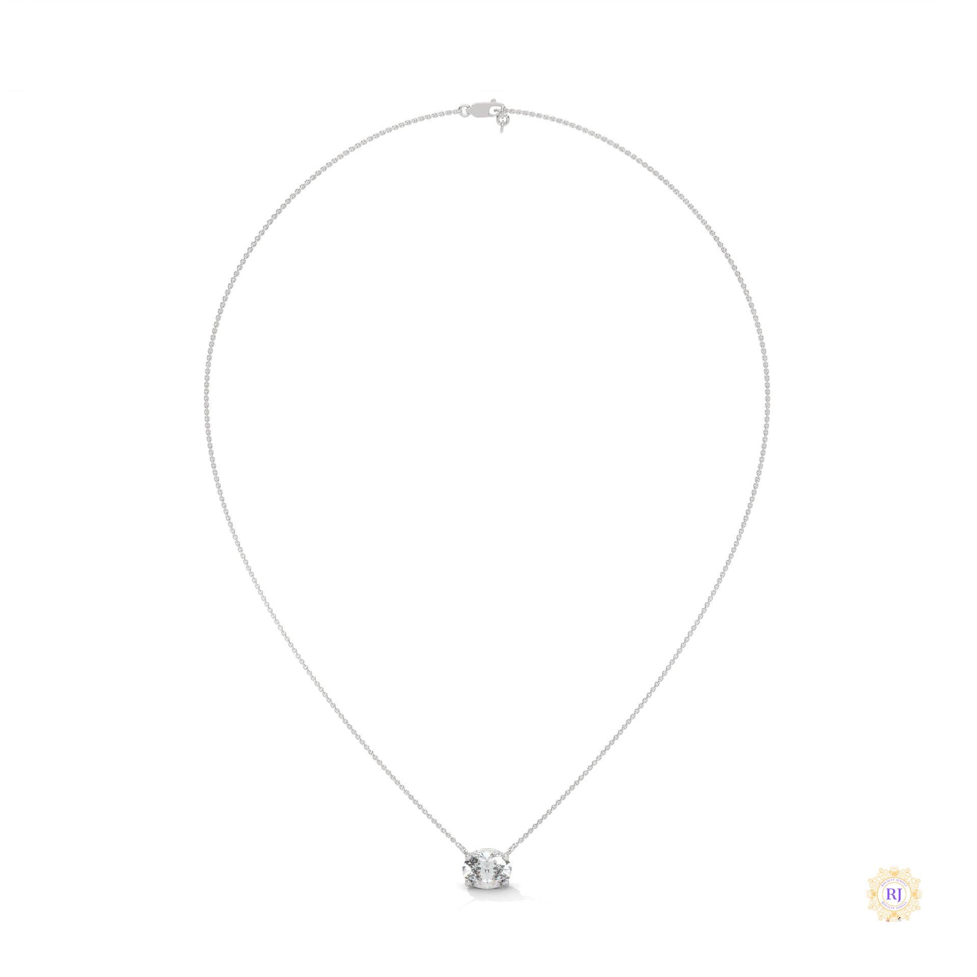 2 CT. Floating Oval Lab Diamond Pendant