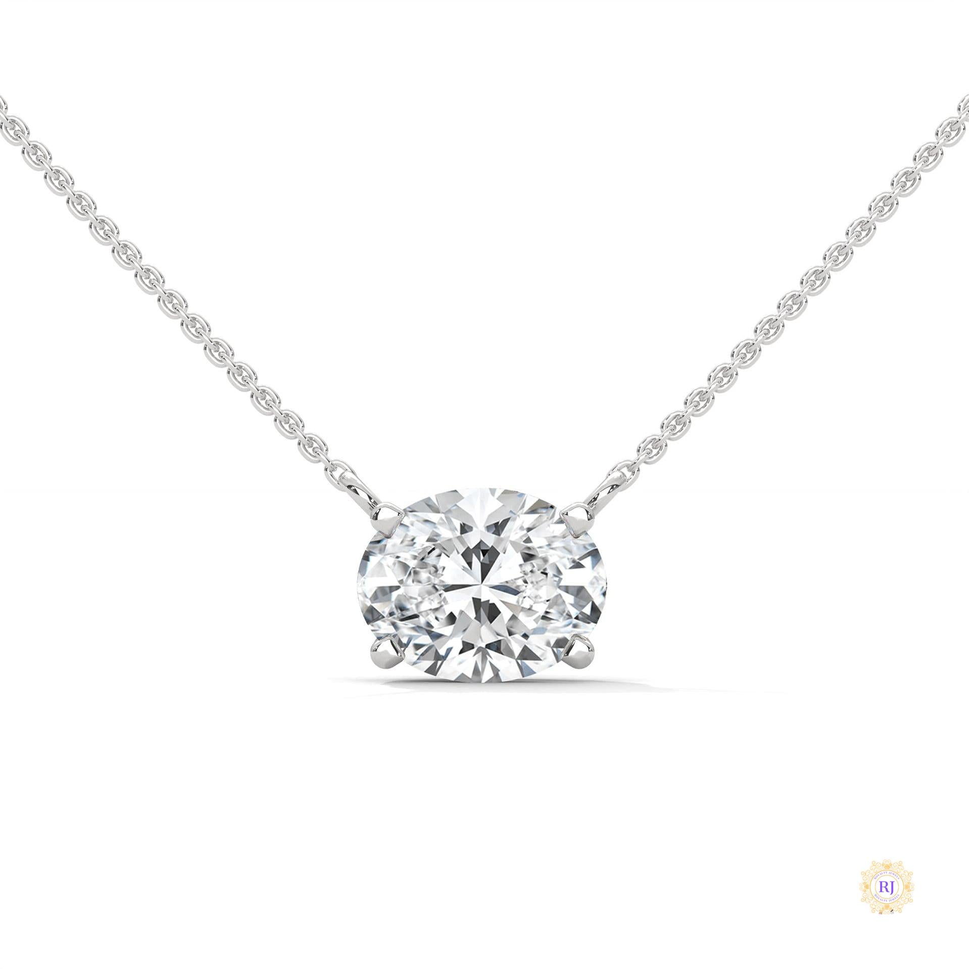 2 CT. Floating Oval Lab Diamond Pendant