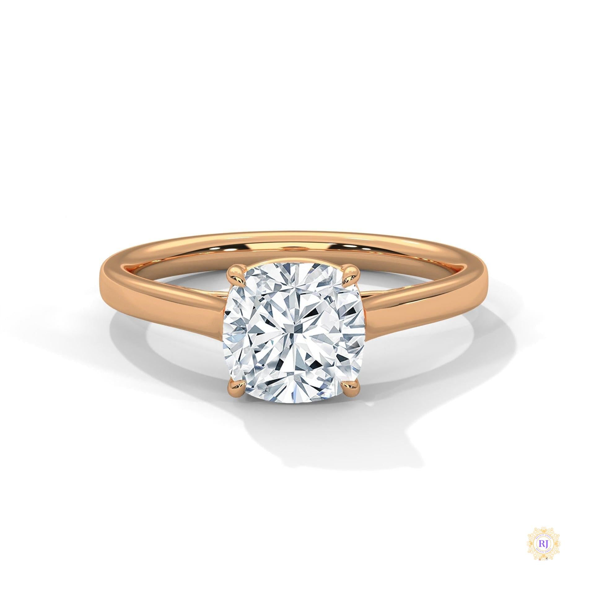 2 Ct. Cushion-Cut Solitaire Lab Diamond Ring