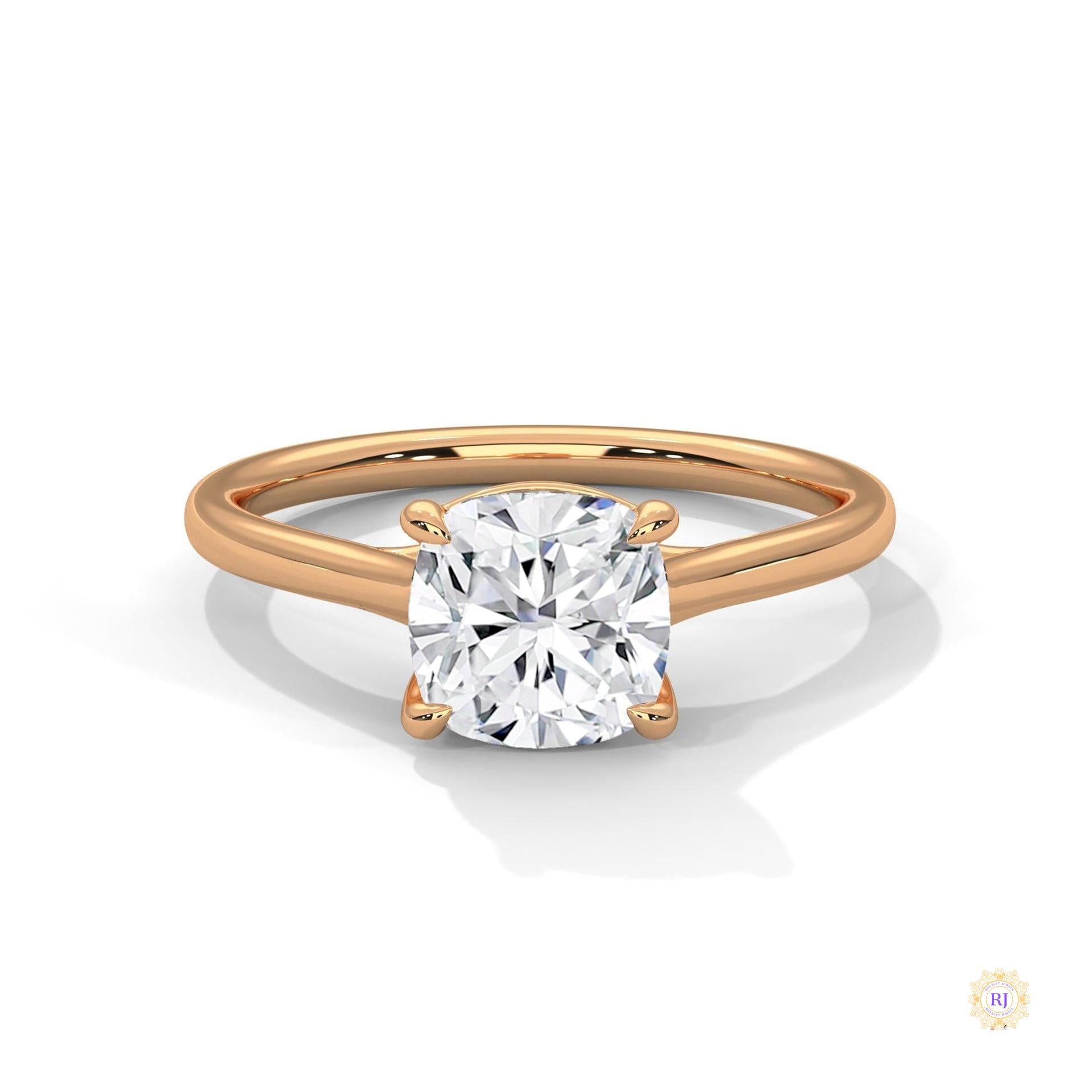2 Ct. Cushion-Cut Solitaire Lab Diamond Ring