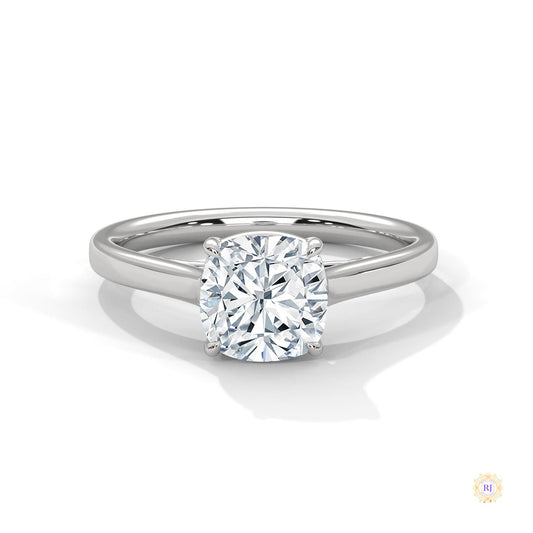 2 Ct. Cushion-Cut Solitaire Lab Diamond Ring