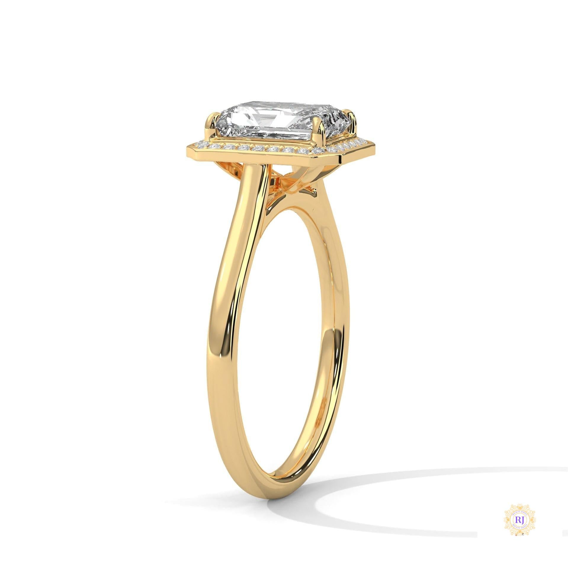 2 Ct. Emerald-Cut Lab Diamond Halo Ring