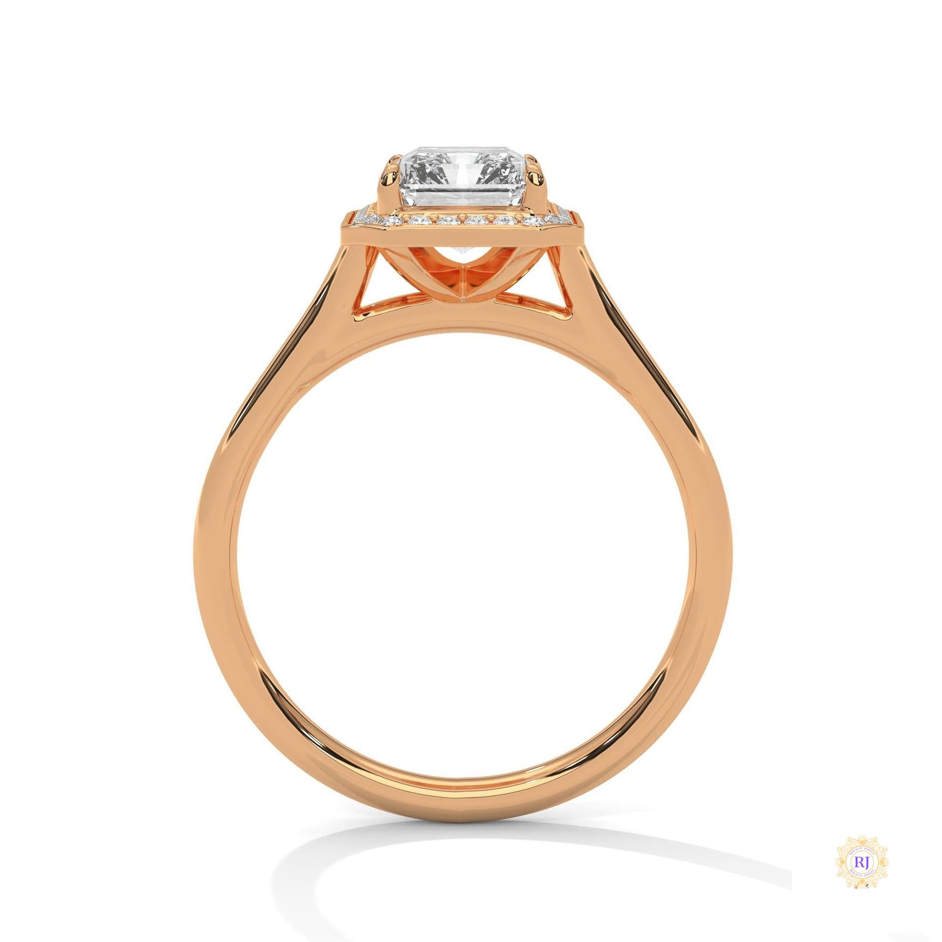 2 Ct. Emerald-Cut Lab Diamond Halo Ring