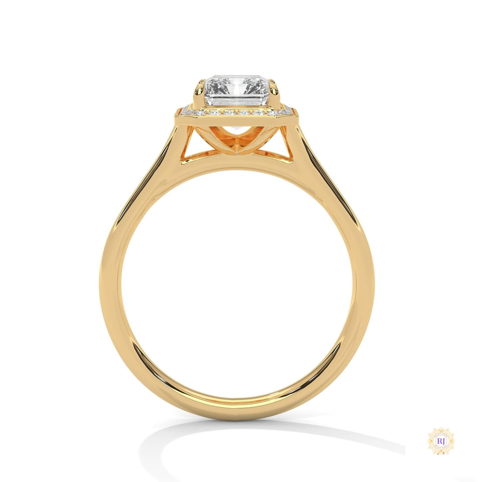 2 Ct. Emerald-Cut Lab Diamond Halo Ring