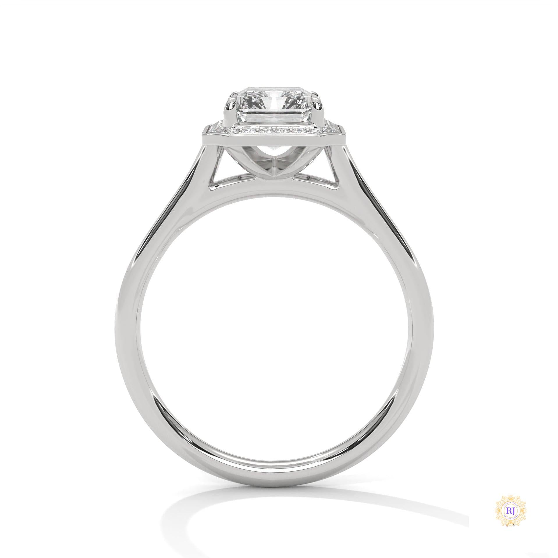 2 Ct. Emerald-Cut Lab Diamond Halo Ring