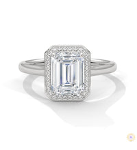 2 Ct. Emerald-Cut Lab Diamond Halo Ring