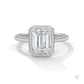 2 Ct. Emerald-Cut Lab Diamond Halo Ring