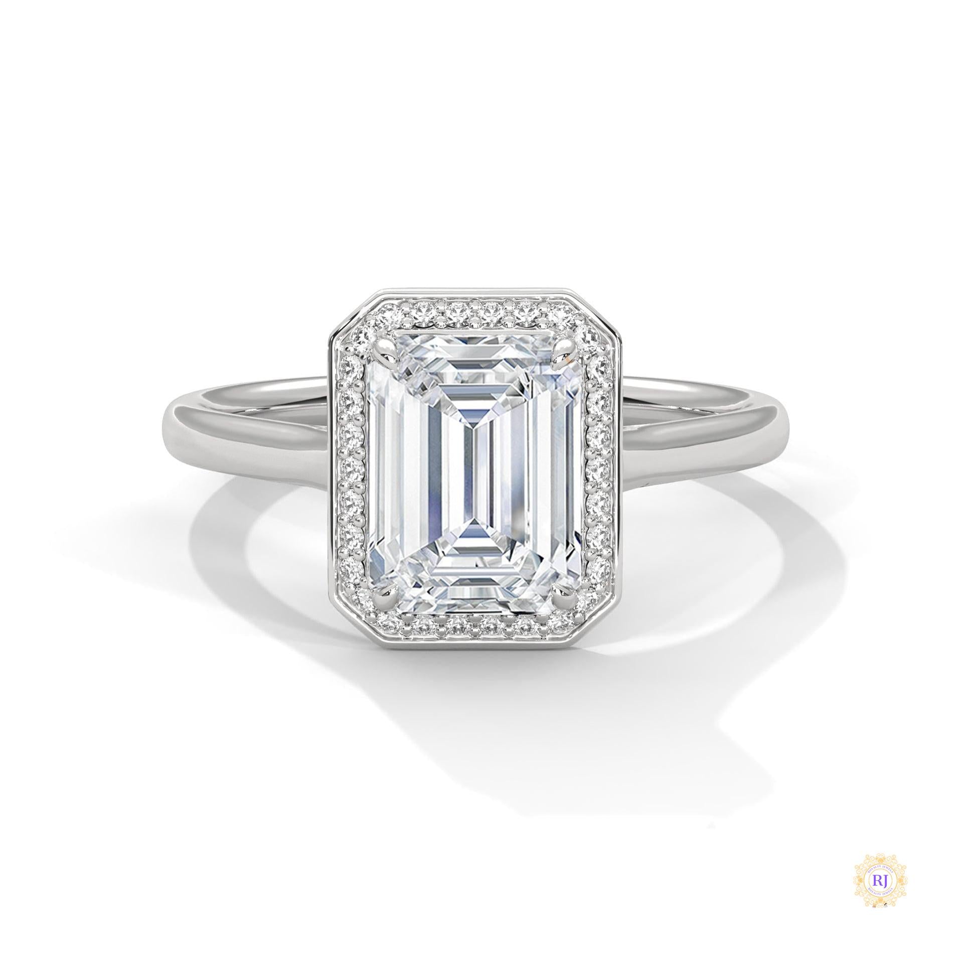 2 Ct. Emerald-Cut Lab Diamond Halo Ring