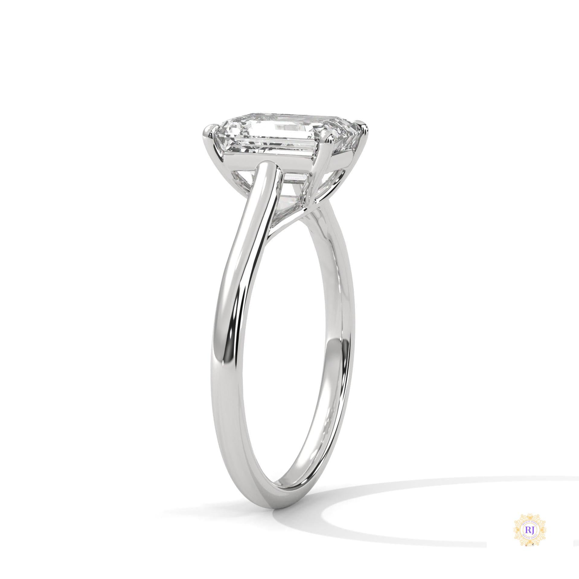 2 Ct. Emerald-Cut Solitaire Lab Diamond Ring