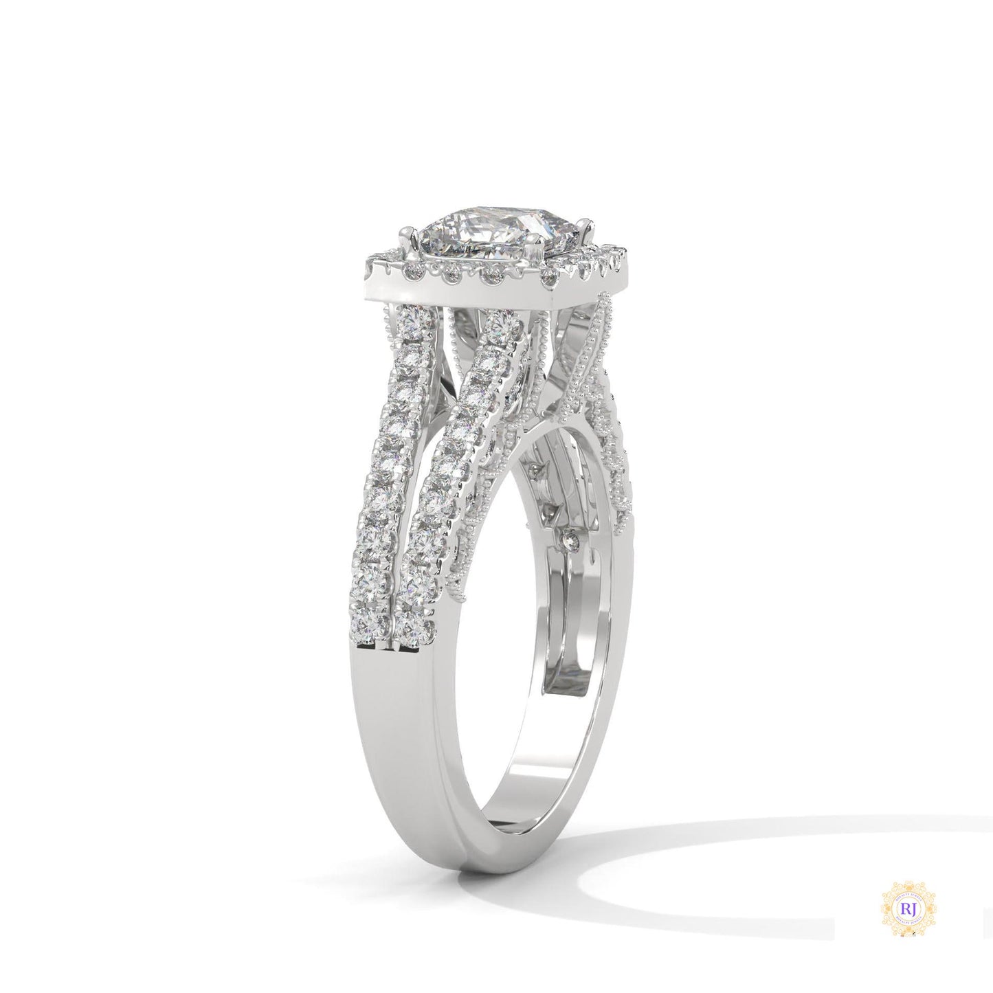 2 Ct. Princess-Cut Lab Diamond Halo Engagement Ring