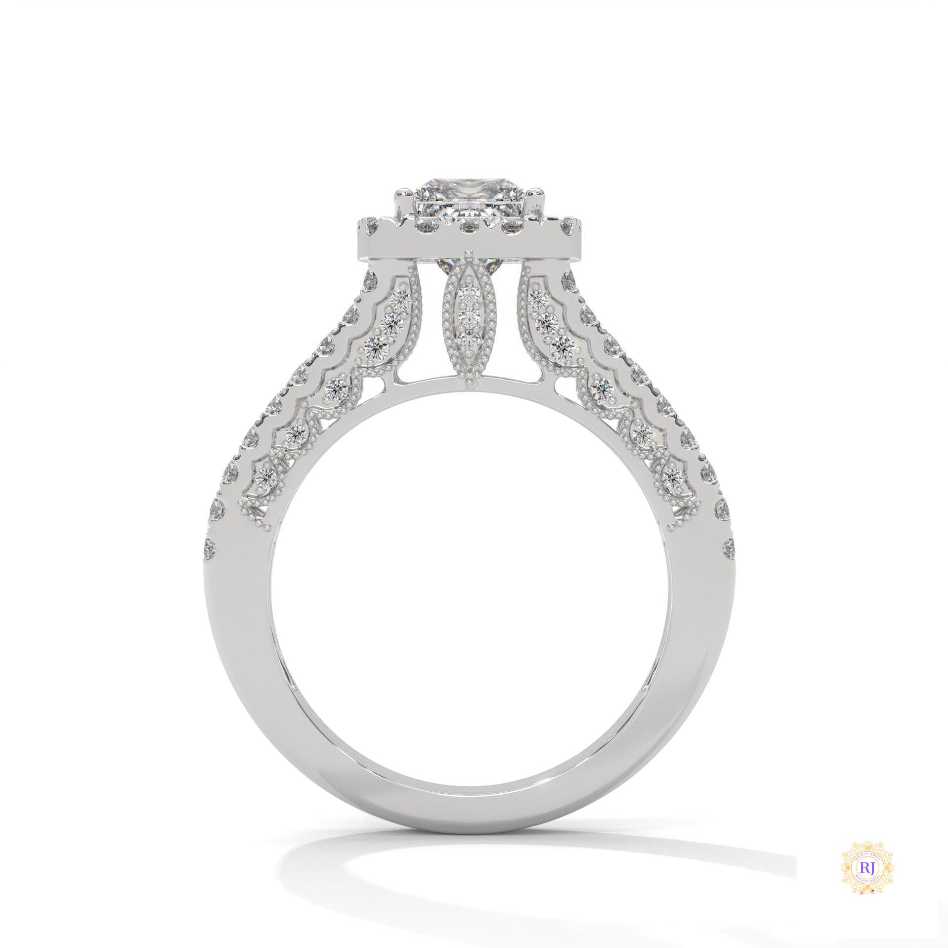 2 Ct. Princess-Cut Lab Diamond Halo Engagement Ring