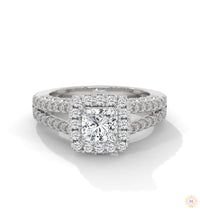 2 Ct. Princess-Cut Lab Diamond Halo Engagement Ring