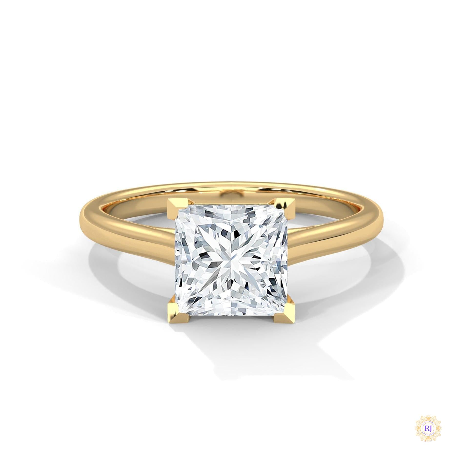 2 Ct. Princess-Cut Solitaire Lab Diamond Ring