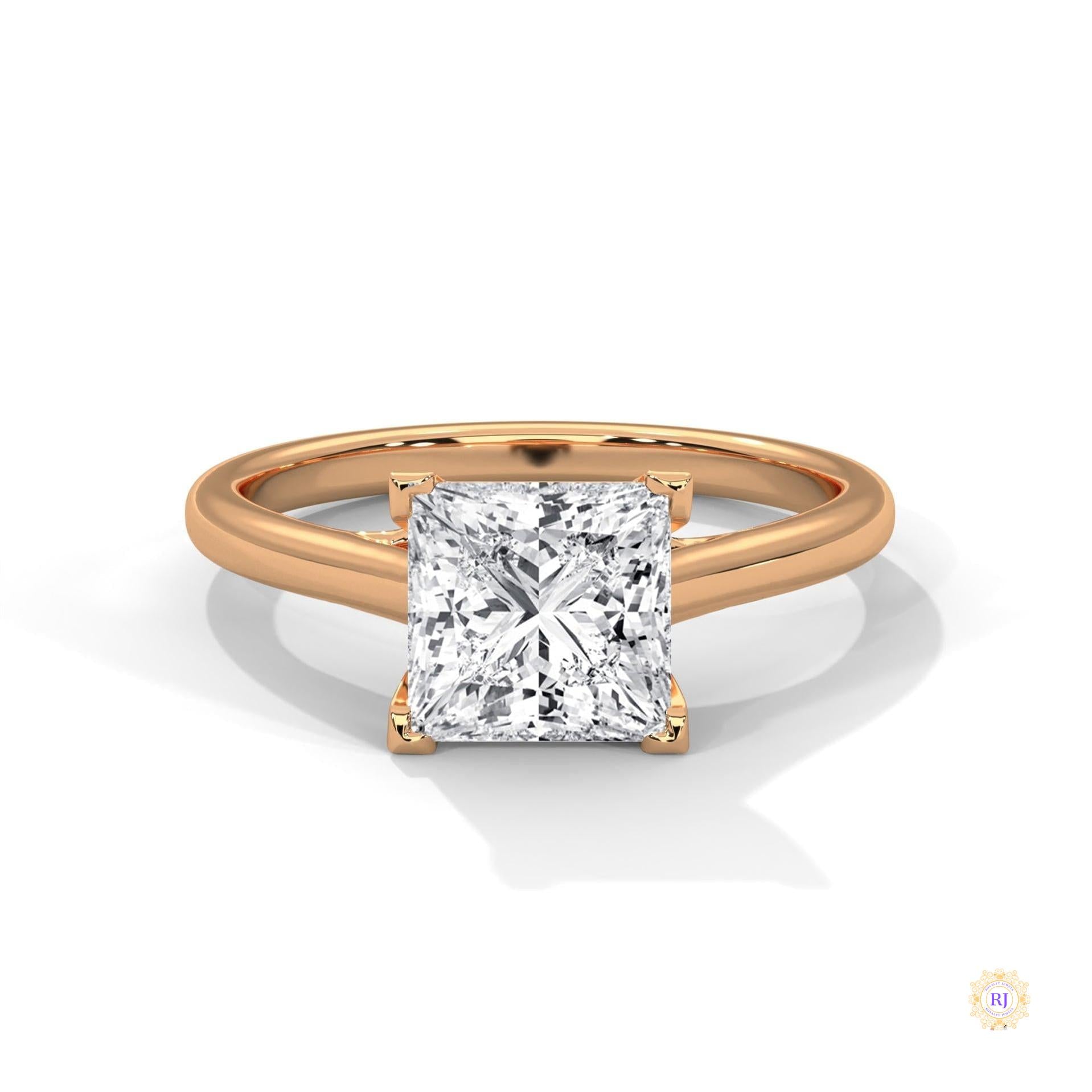 2 Ct. Princess-Cut Solitaire Lab Diamond Ring