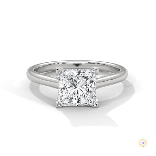 2 Ct. Princess-Cut Solitaire Lab Diamond Ring