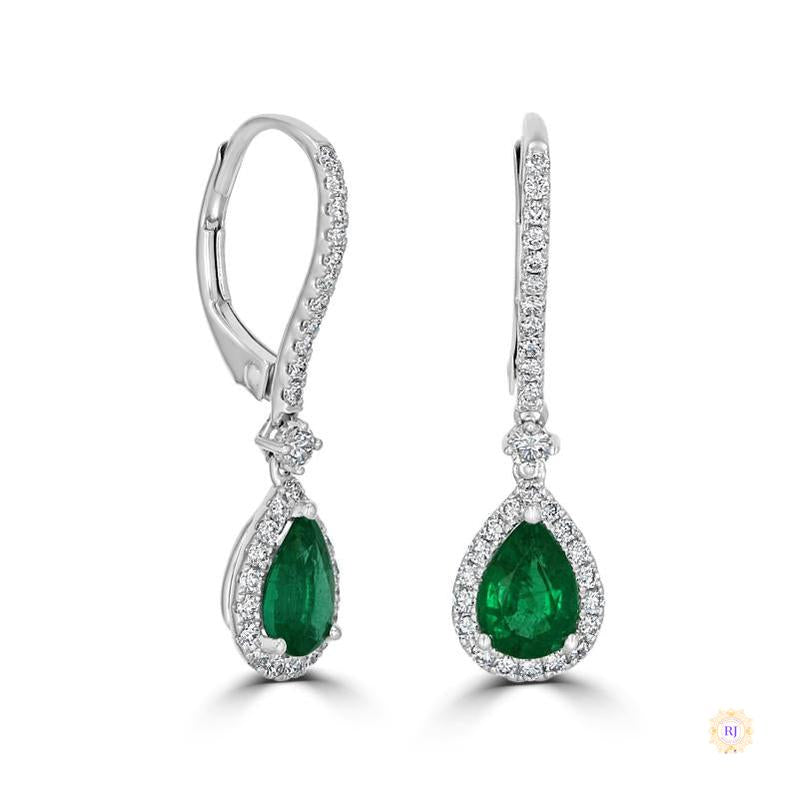 Emerald & Diamond Huggies Hoop Earrings