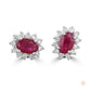 Oval Ruby Halo Stud Earrings