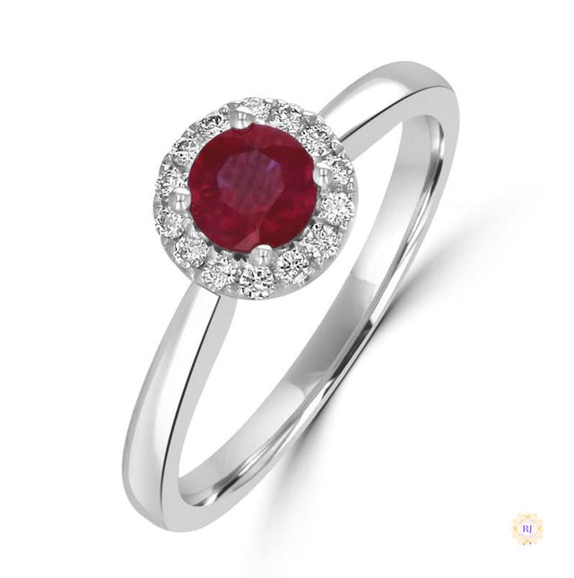 Round 1.5 carat Ruby Halo Ring