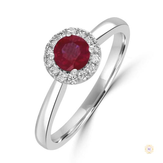 Round 1.5 carat Ruby Halo Ring