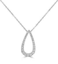 14K gold teardrop diamond pendant necklace with pavé-set diamonds