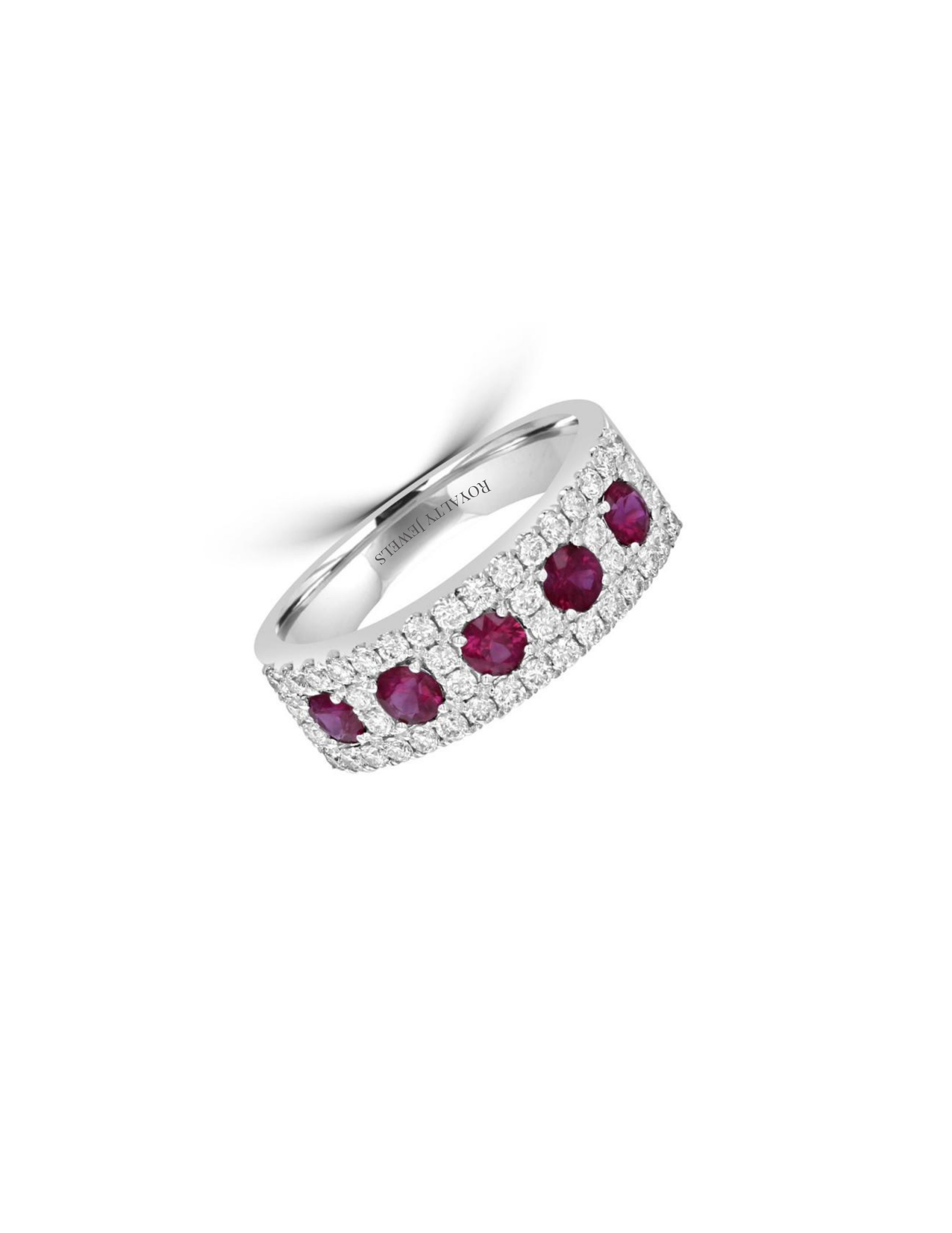 5ct -Stone Oval Ruby & Diamond 14K Gold Band Ring