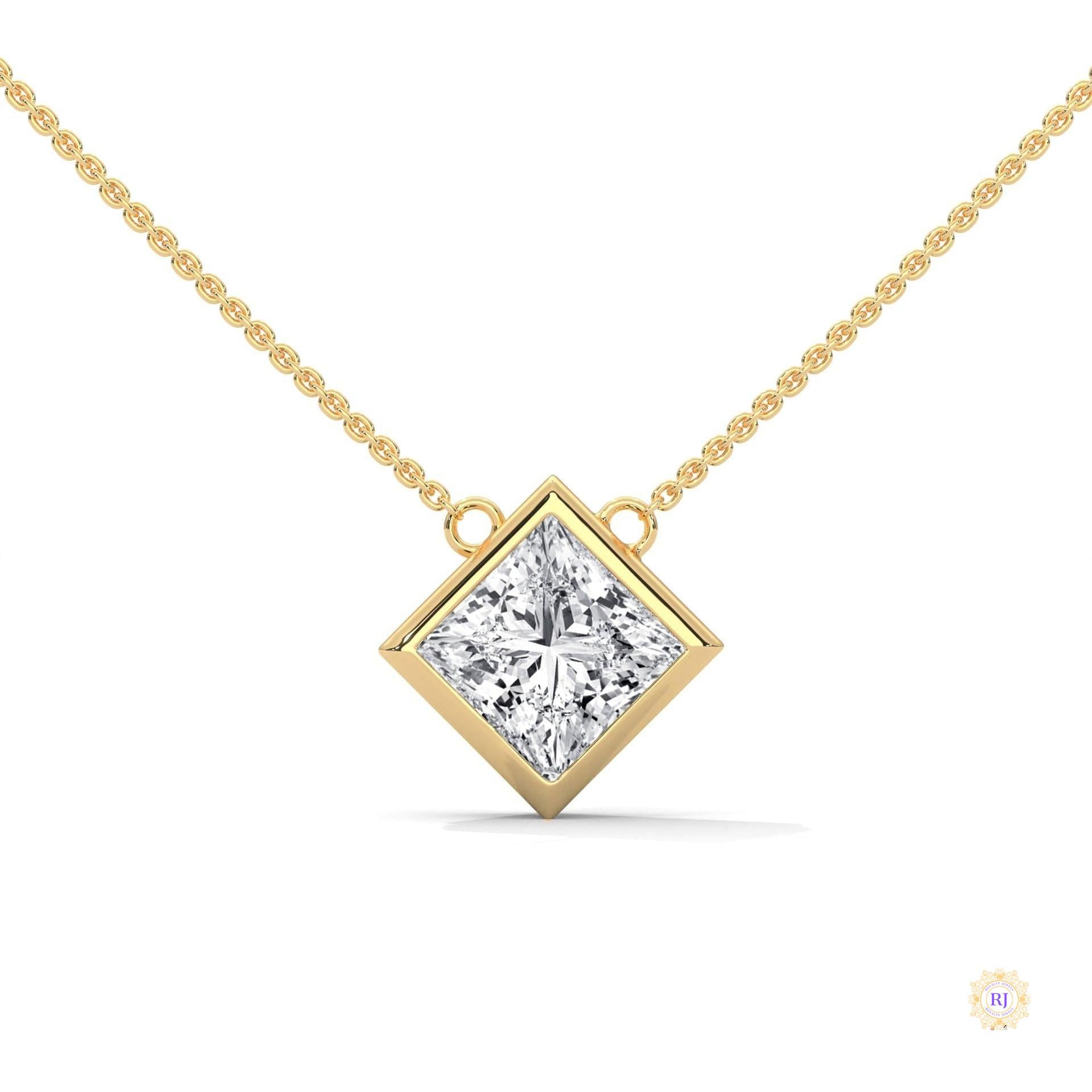 2CT. Bezel Princess Lab Diamond Pendant