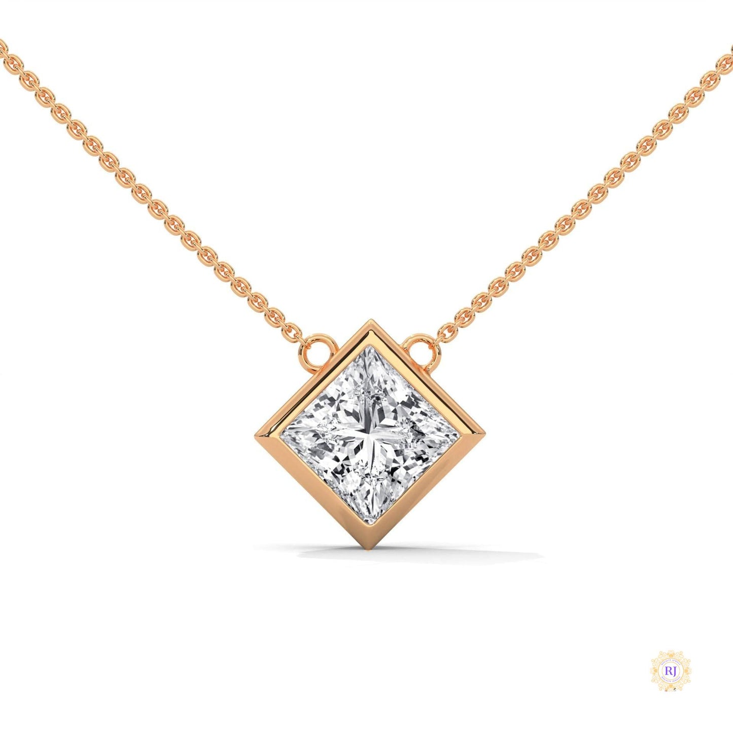2CT. Bezel Princess Lab Diamond Pendant