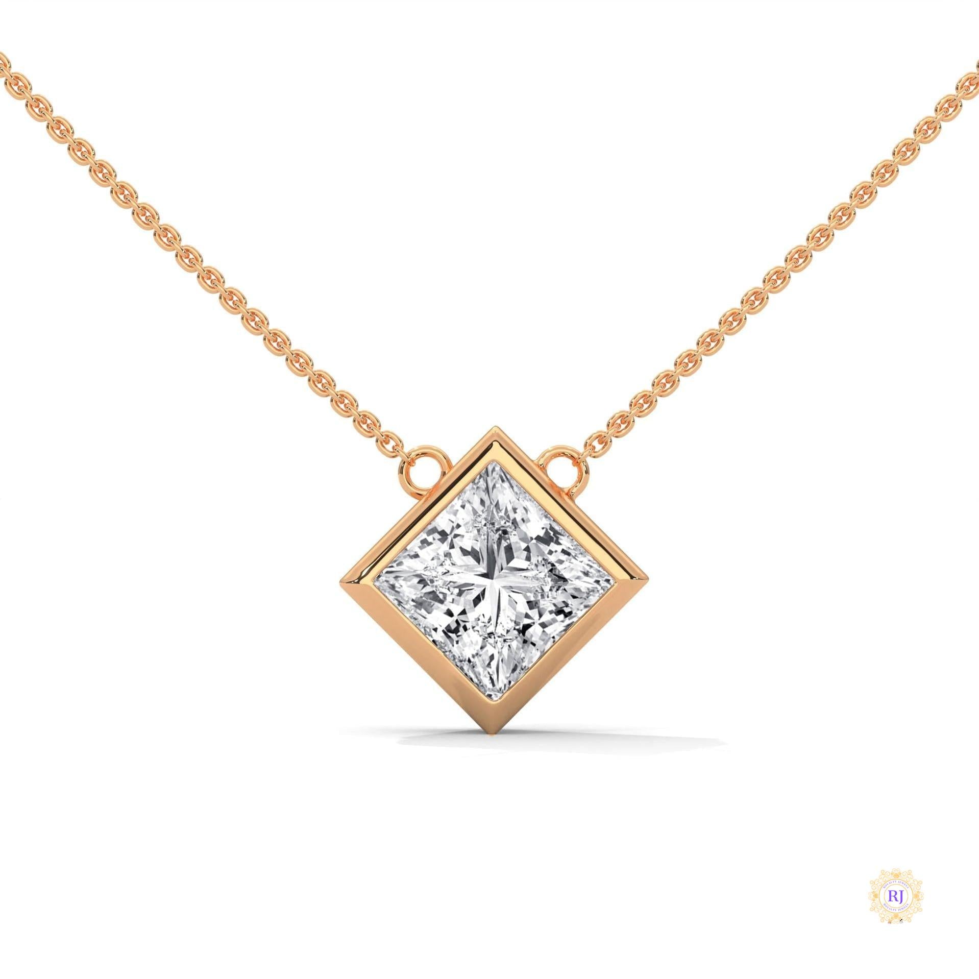 2CT. Bezel Princess Lab Diamond Pendant