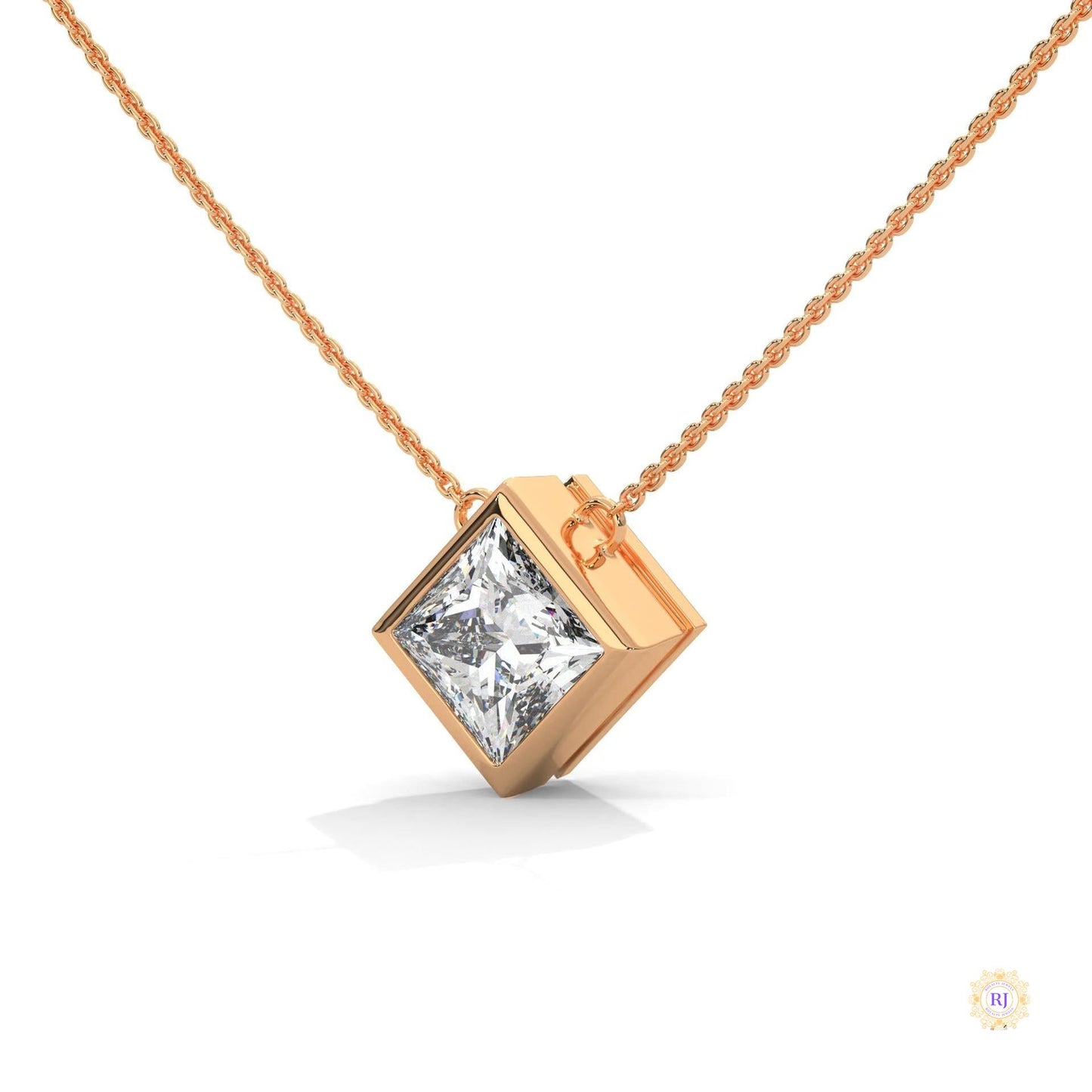 2CT. Bezel Princess Lab Diamond Pendant